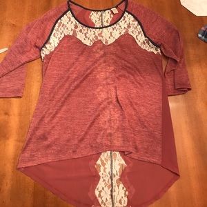 BKE quarter length lace, silk and cotton shirt