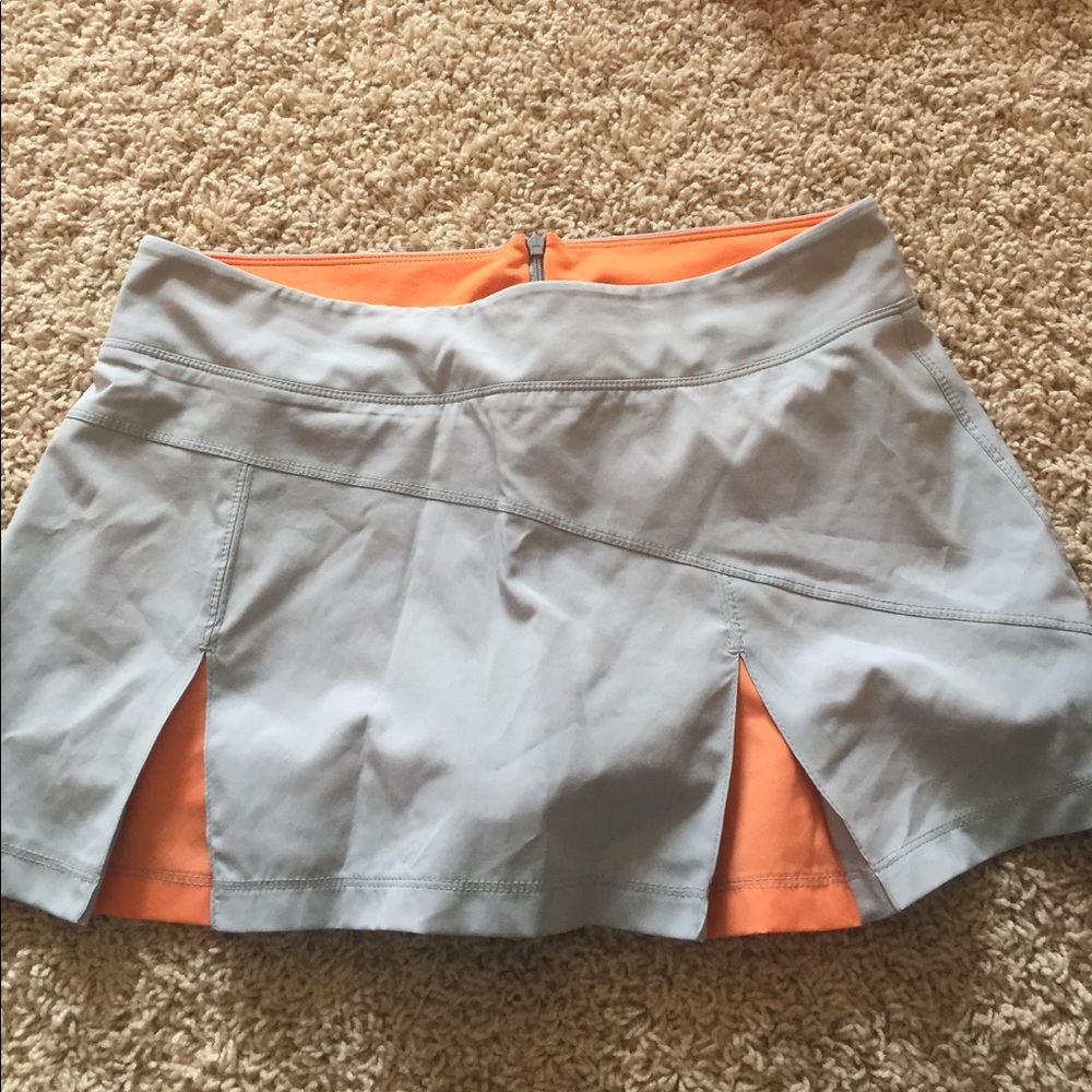 Grey and orange tennis skirt