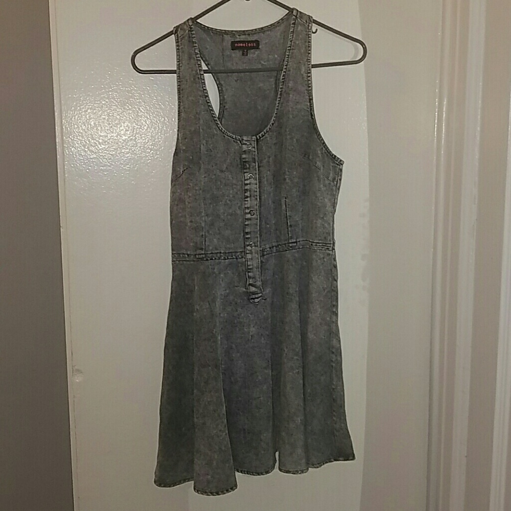 Acid wash denim dress