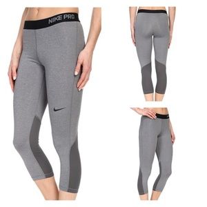 Nike Pro Dri Fit Capris Colorblocked Gray