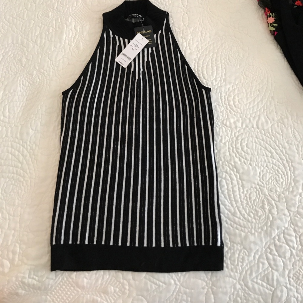 Bebe black and white mock turtleneck sweater XS
