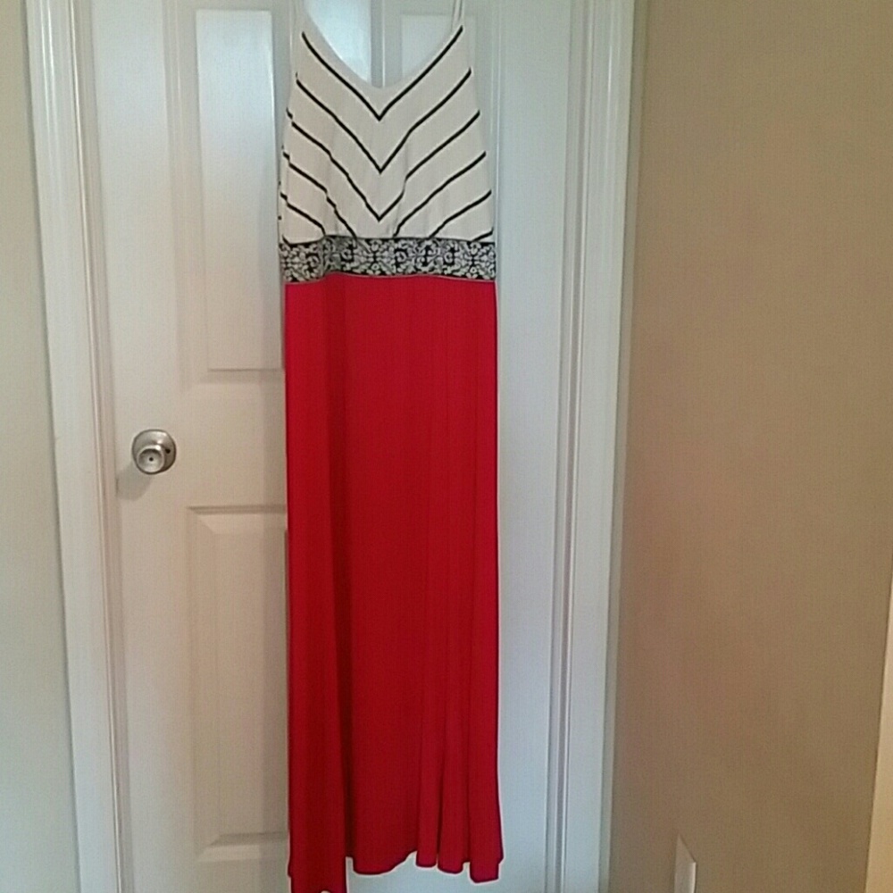 Beautiful red and black V neck Maxi dress