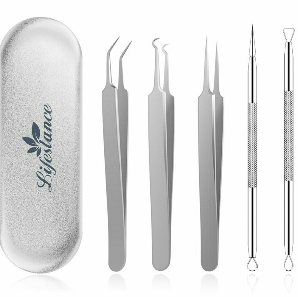 Blackhead Remover Pimples Comedones Tweezers 5 Kit