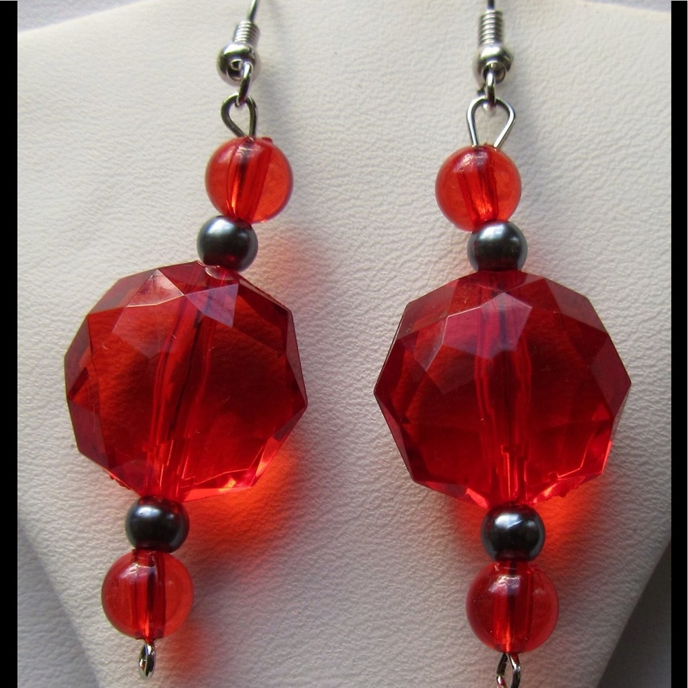 Sold - Red Glass Earrings