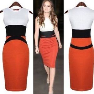 Contrast bodycon midi dress