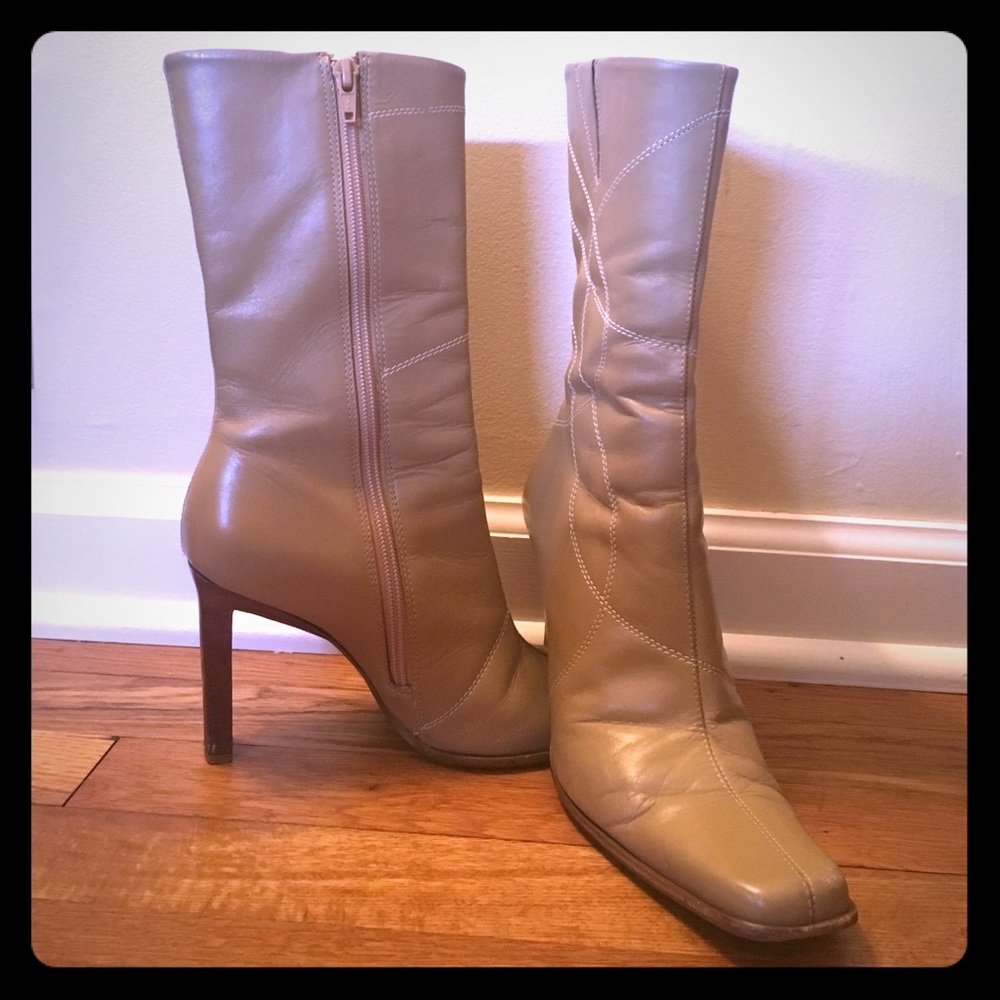 Aldo Sz 37 Tan Mid-Calf Heeled Boots