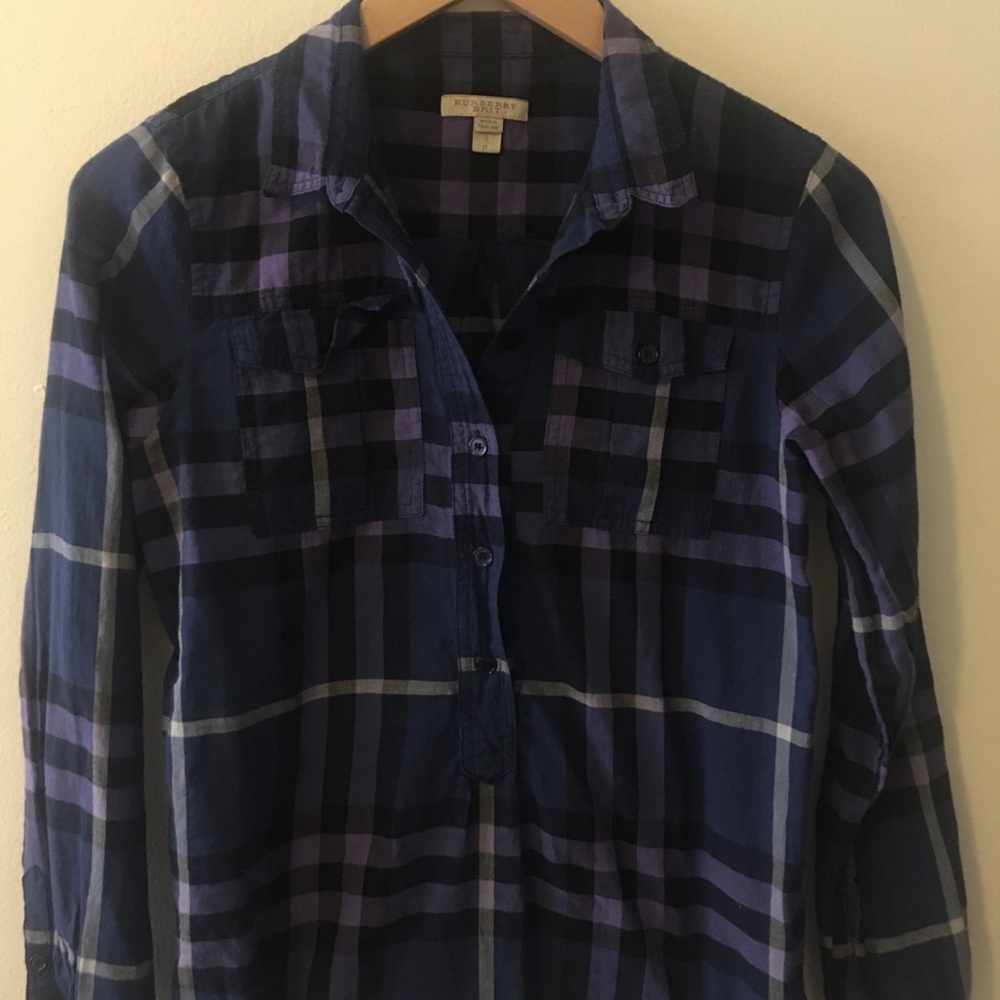 Like new purple plaid burberry shirt