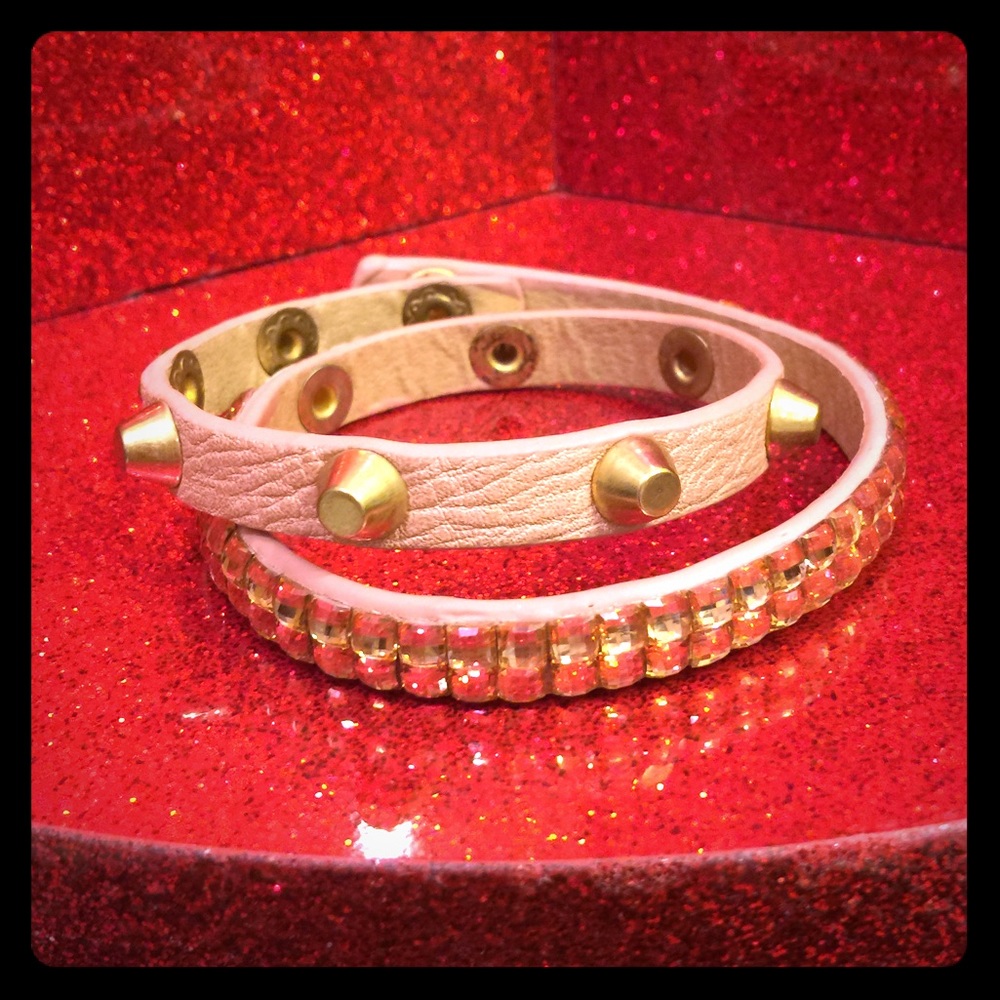Faux leather double wrap bracelet