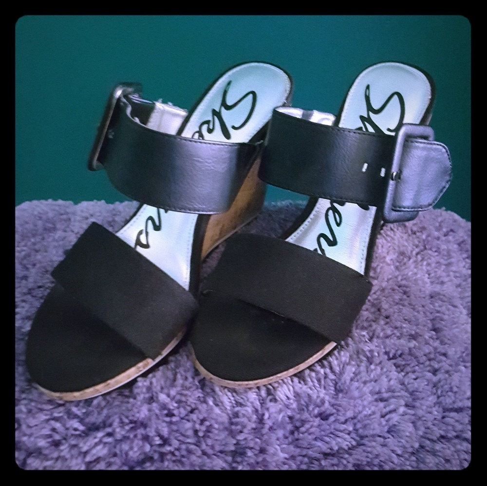 Black Wedge Sandals