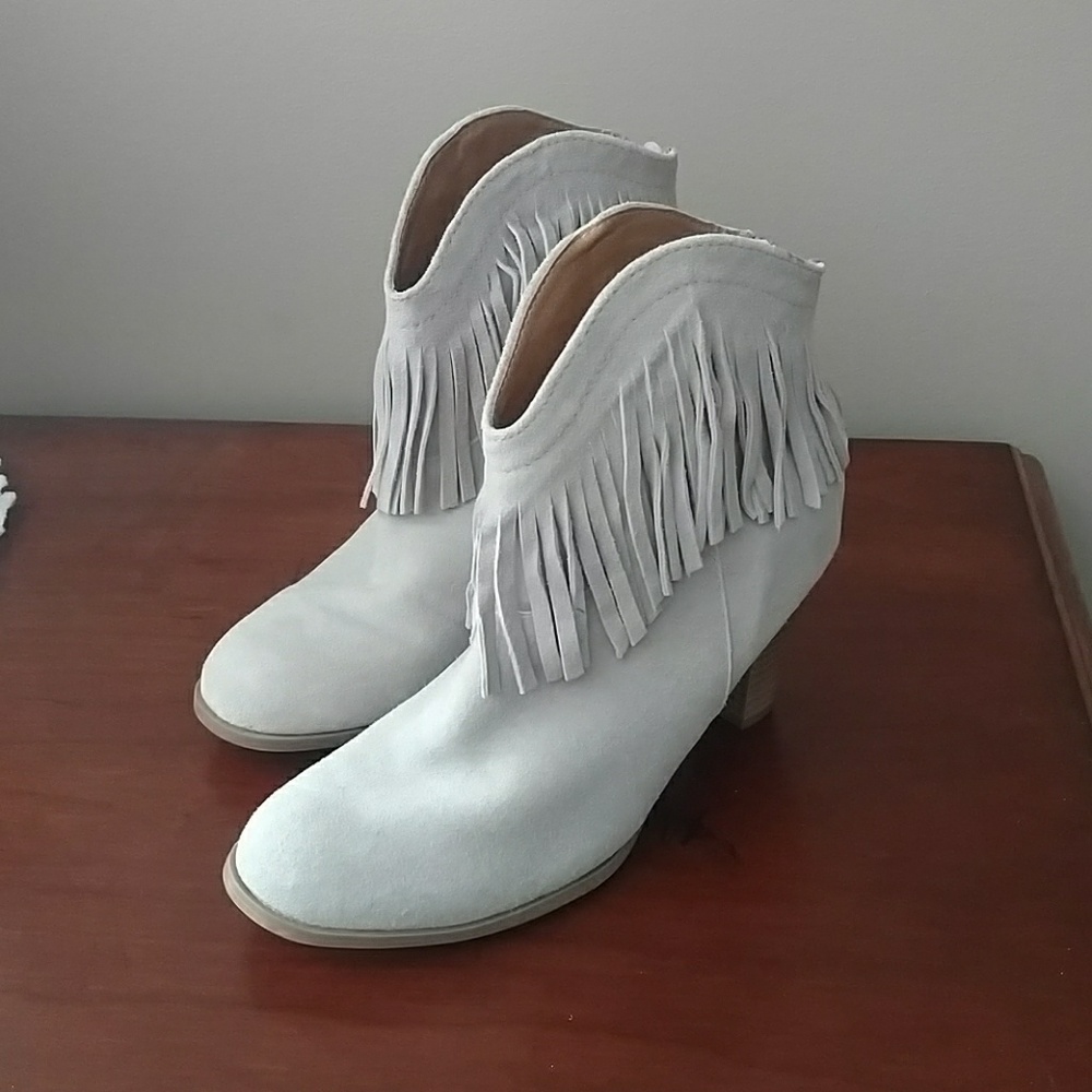 Suede Fringe Ankle Boots