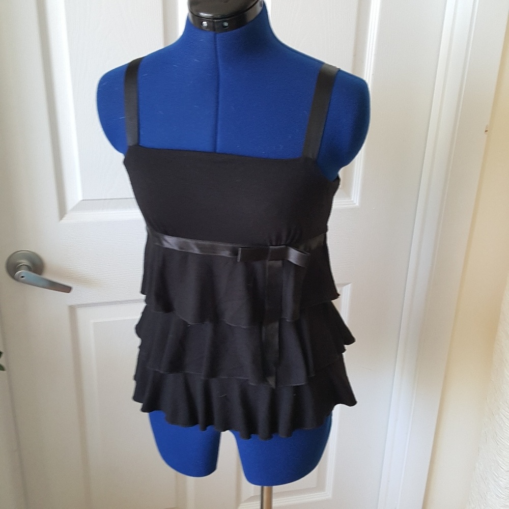 Ruffle black top