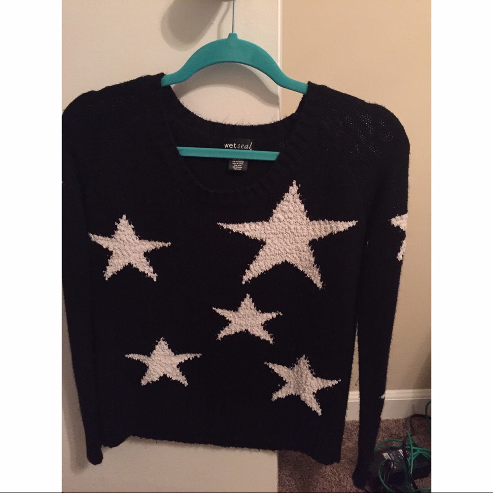 Wet seal black and white star sweater.
