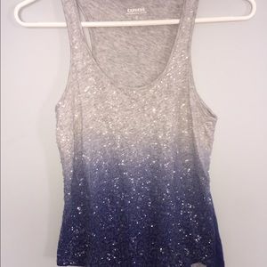 Blue ombré sequin tank top
