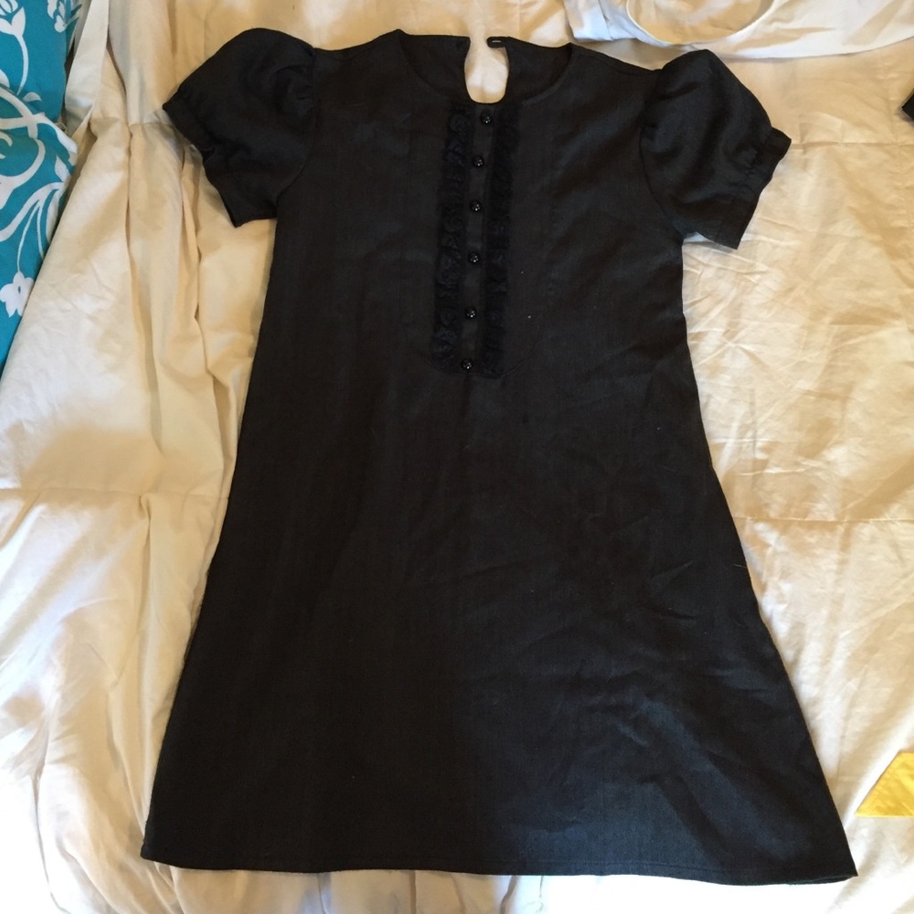 Franny, Black and Grey Capsleeve knit dress, Sz S