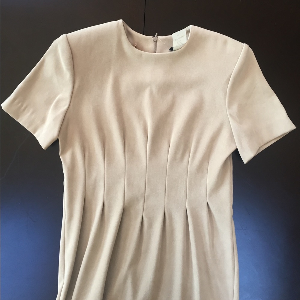 Structured Beige Dress w/ Zippered Backside