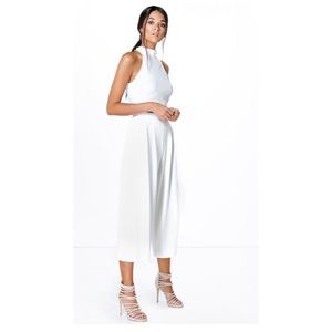 High neck crop top and long culotte set