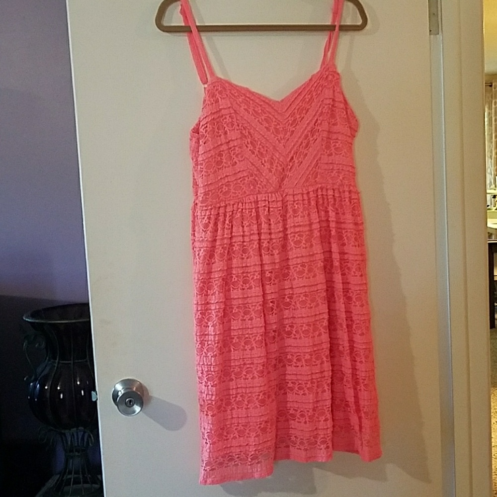 Coral lace spaghetti strap dress XL