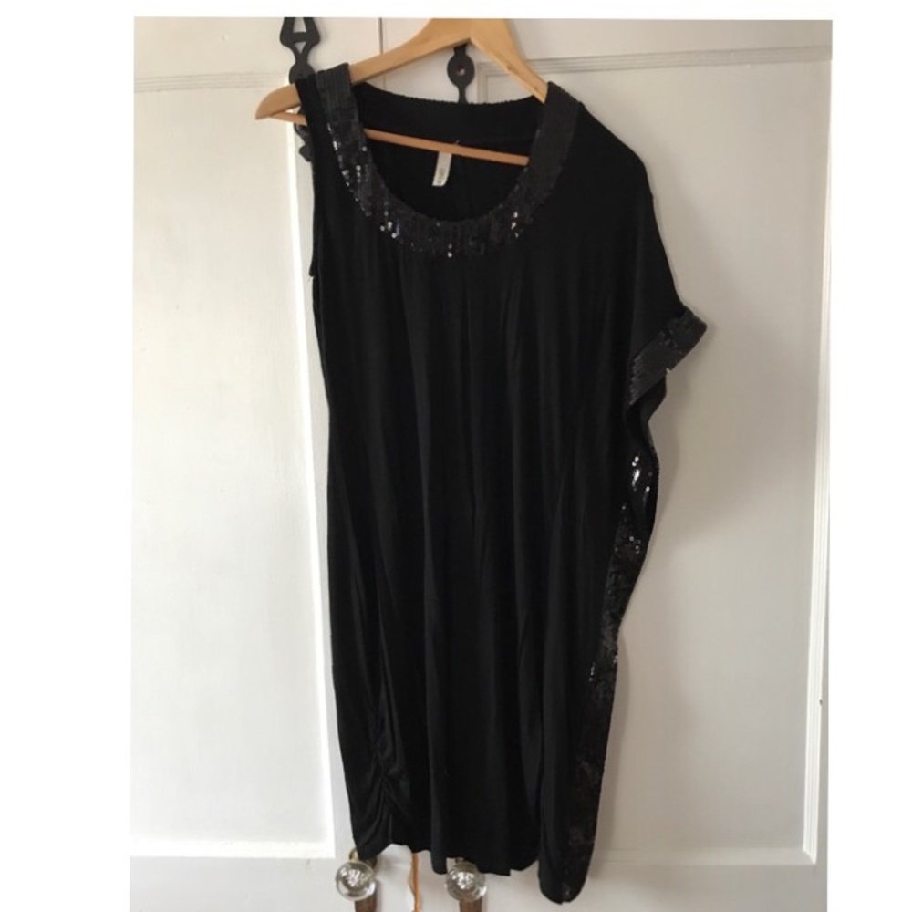 Black sequenced dress.