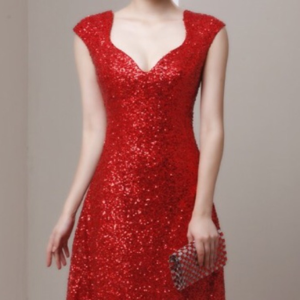 Red Sequined Prom/Mother Of The Bride Gown
