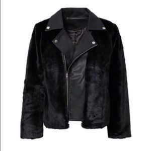 Black Faux Fur Leather Jacket
