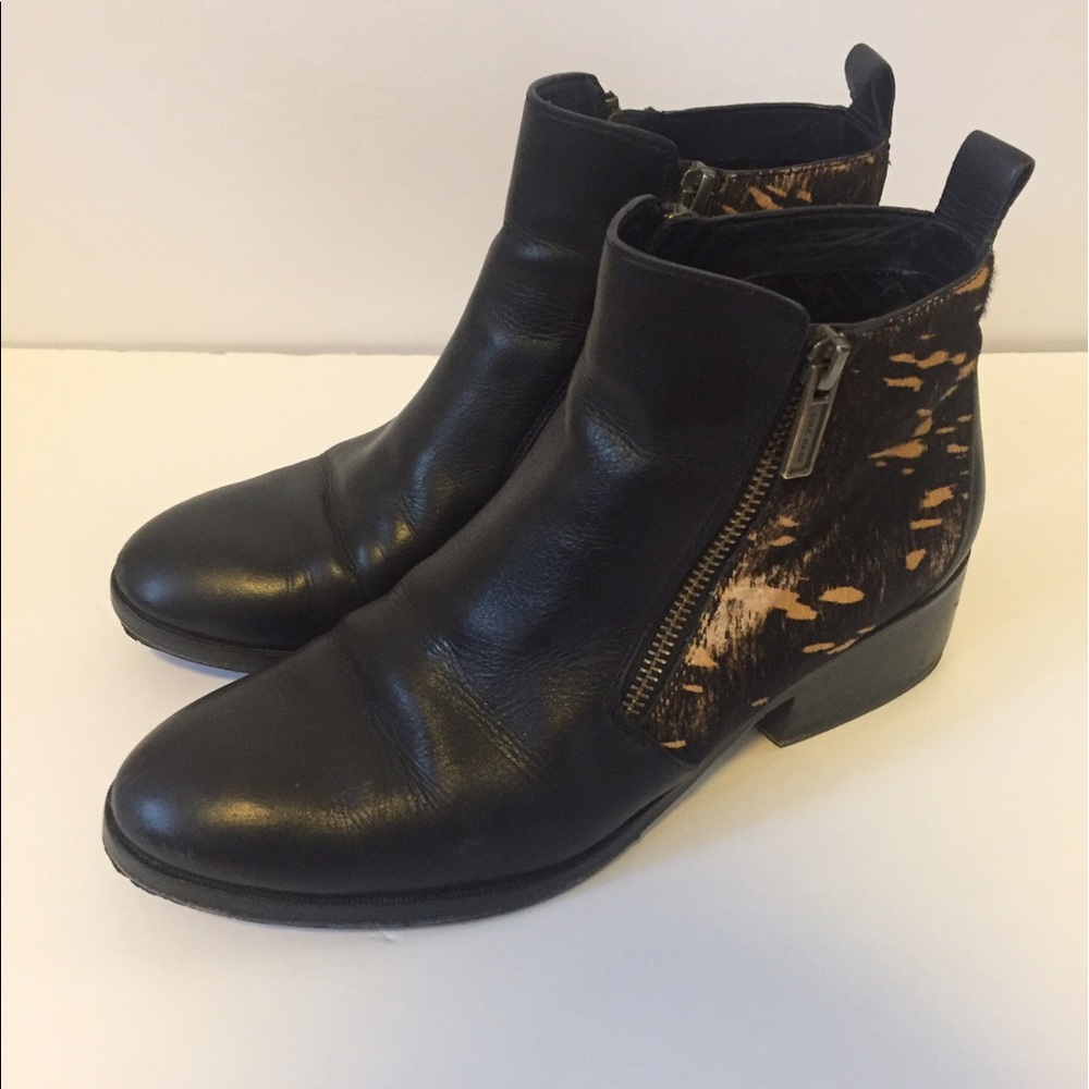 Cole Haan Oak Leather & Calf-Hair Booties 8.5 B
