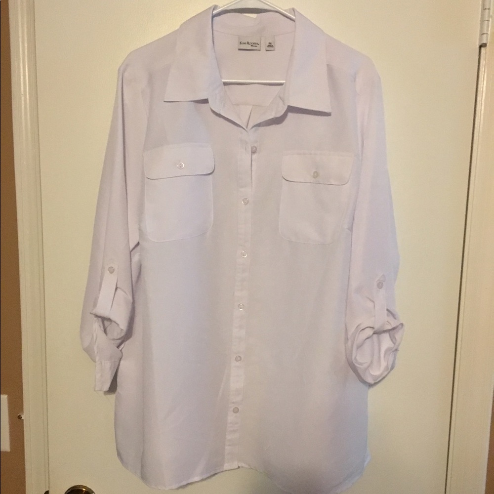 NWT - Kim Rogers White Button Up Blouse - 2X