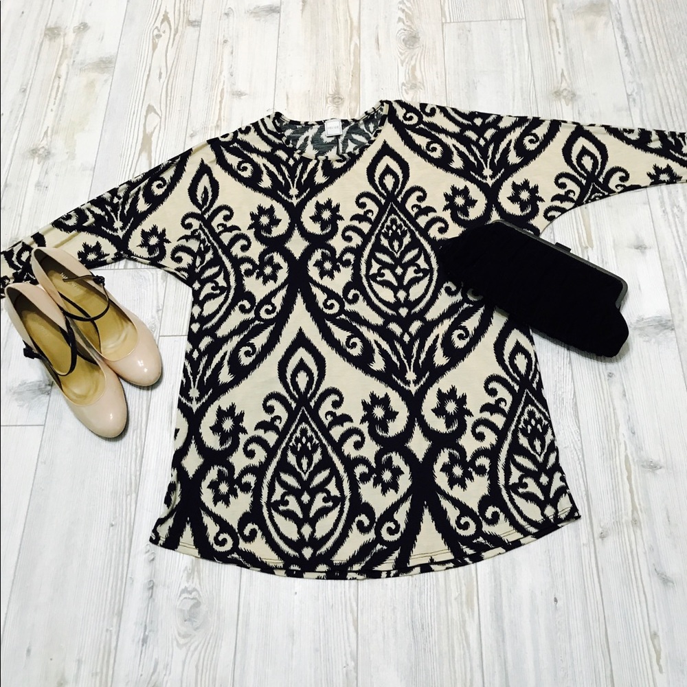 Beige and Black Blouse