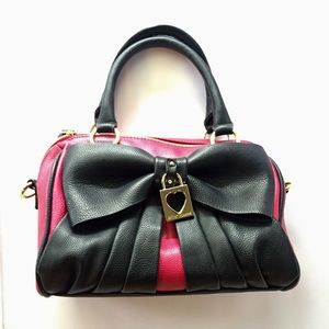 Betsey Johnson pink and black satchel