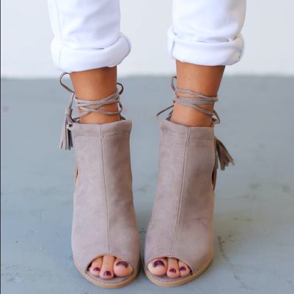 7.5 left! Taupe Side Cutout Booties - Picture 2 of 2