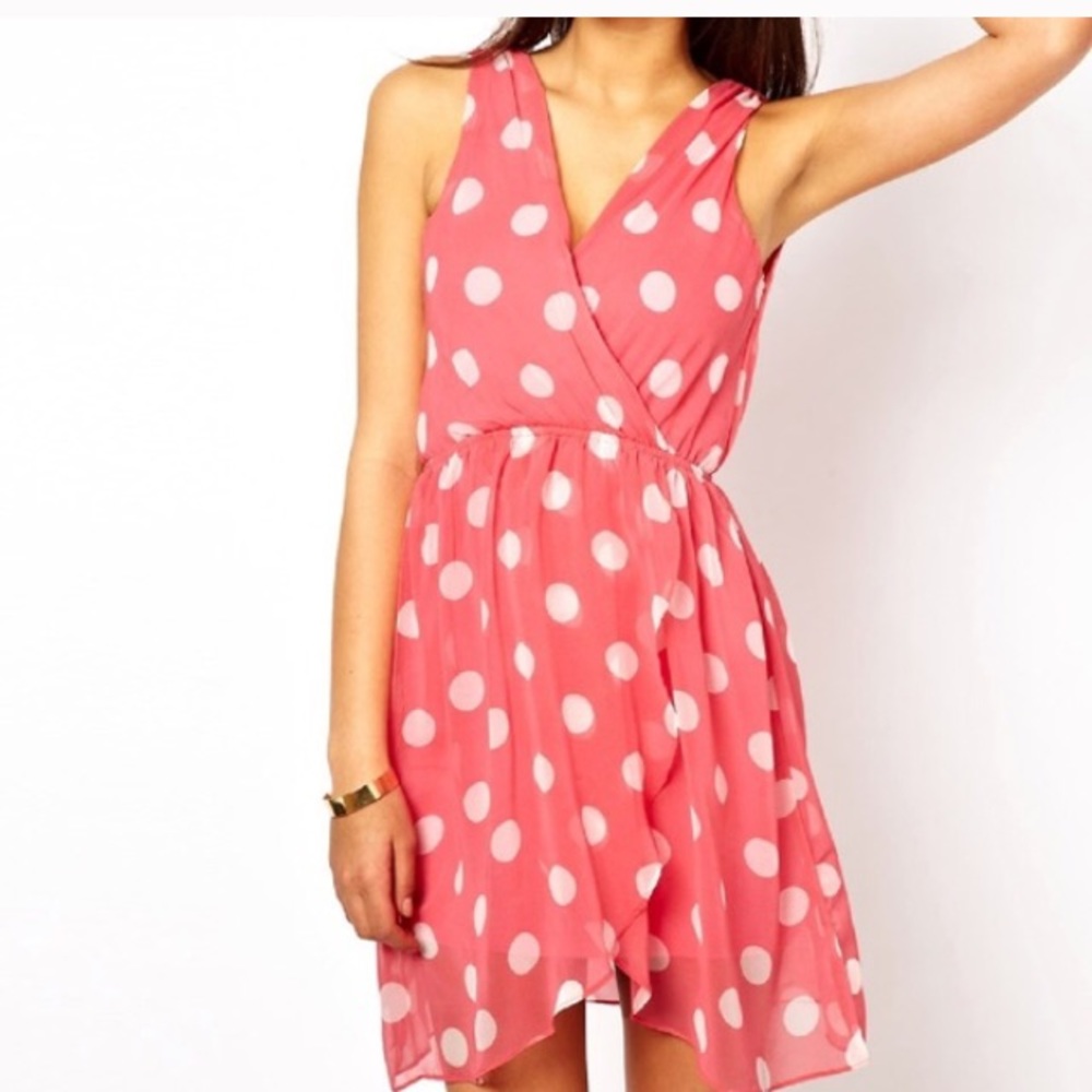 Pink Tfnc chiffon polka dot dress