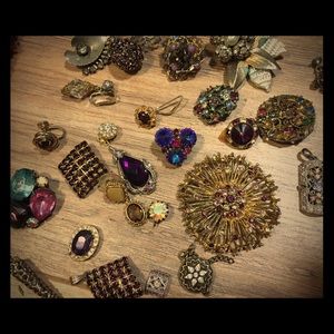 Broken vintage  jewelry supplies embellishments