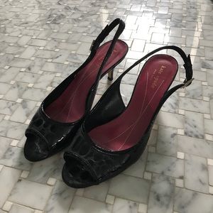 Kate spade sling backs black crocodile embossed