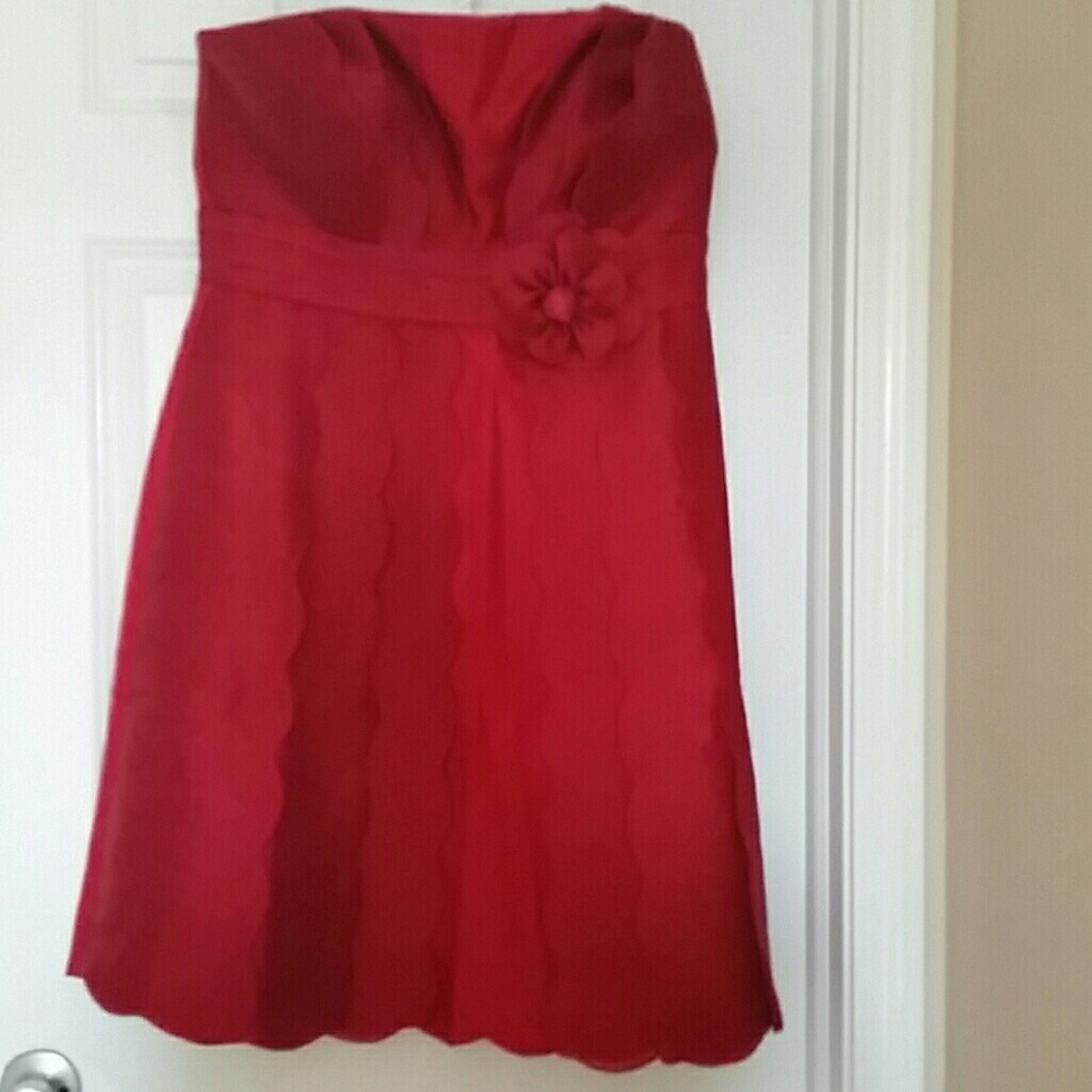 Super Cute Red Strapless Party Dress