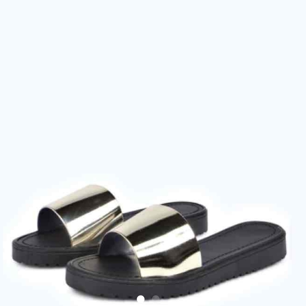 BooHoo Metallic Sliders