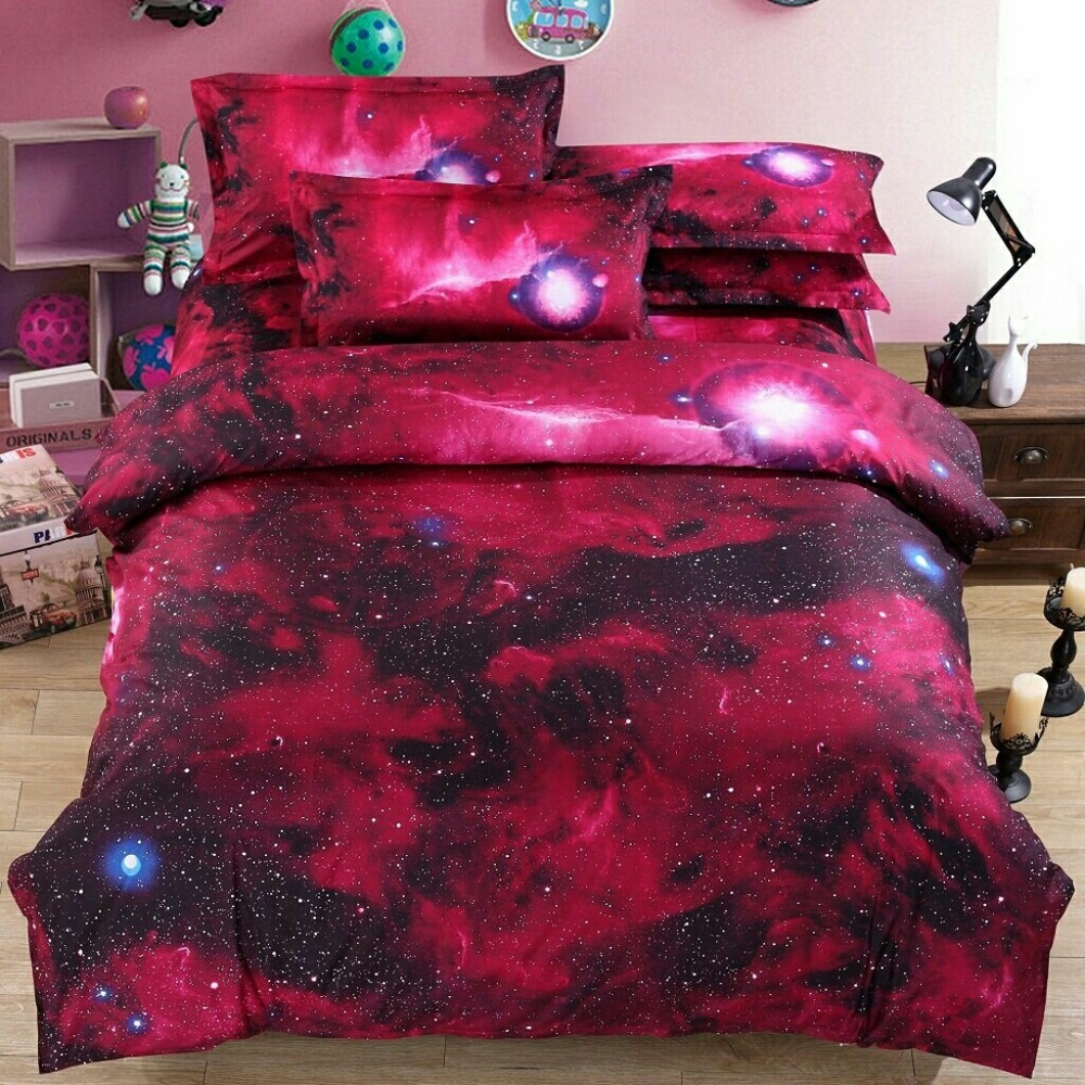 3D Galaxy Red Duvet Cover Set