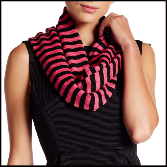 KATE SPADE LONG BLACK PINK STRIPE SIGNATURE SCARF - Picture 2 of 6