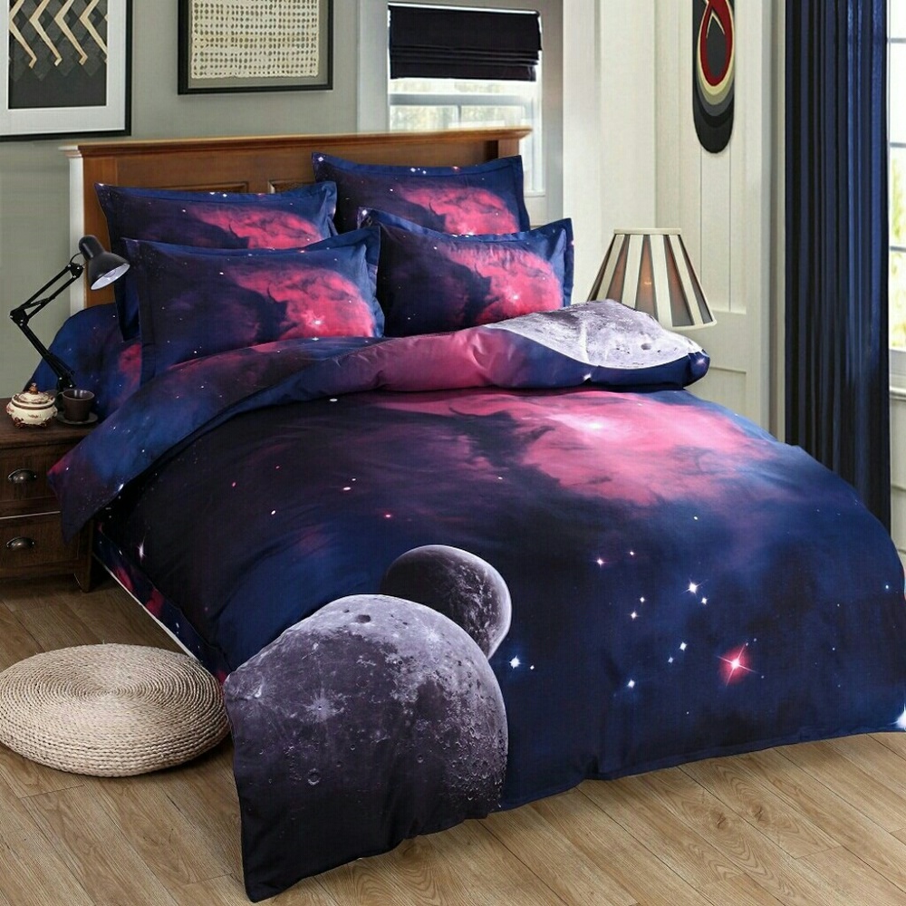 3D Galaxy The Moon Bedding Duvet Cover Set