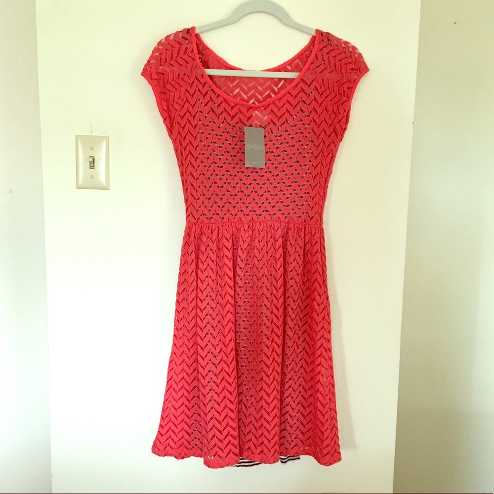 Anthropology lace dress with knit underlay NWT