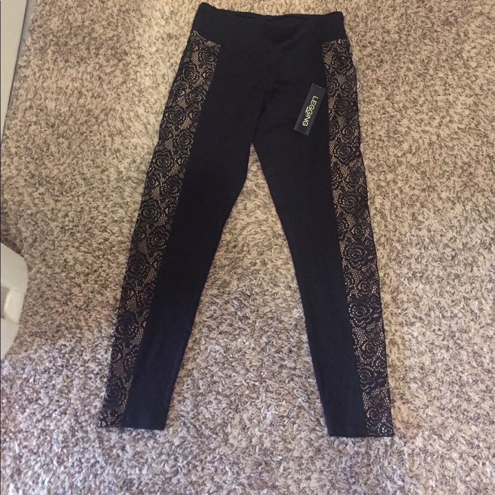 Express high waisted lace insert leggings BNWT