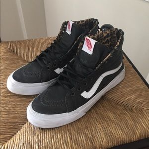 Vans black/leopard leather high top