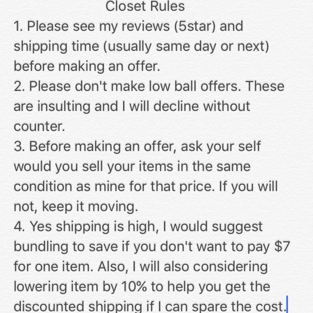 MY POSH CLOSET RULES