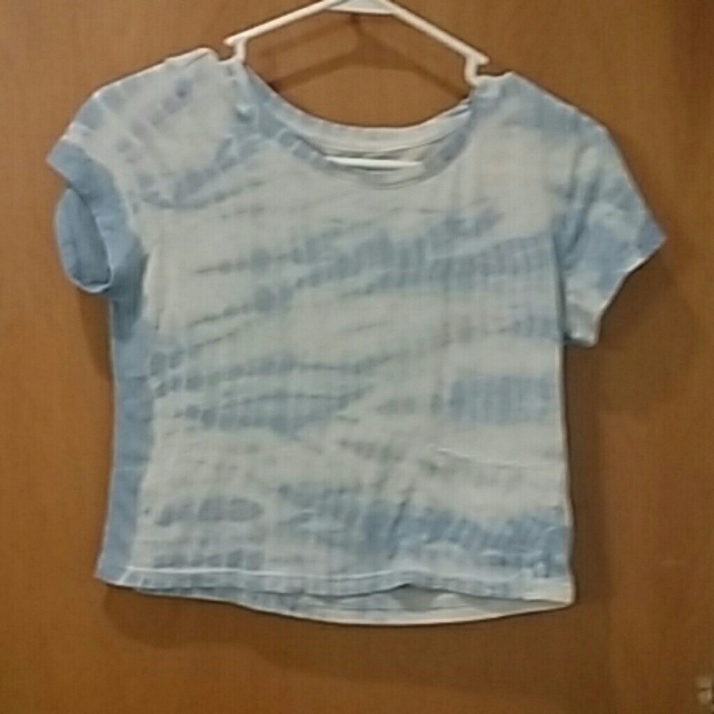 Blue and white tie die crop top