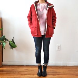 Red Woolrich hooded jacket