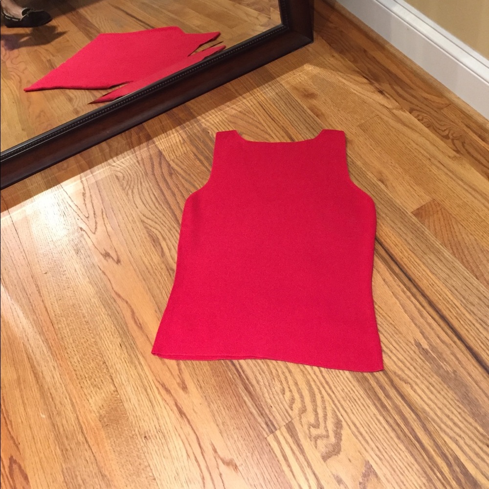 Fine gauge, red, sleeveless top