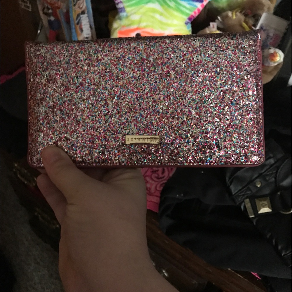Skinnydip pink glitter wallet