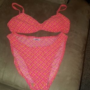 Hot pink plaid bikini