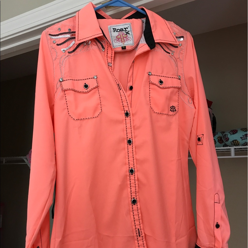 ROAR WOMENS Long Sleeve Shirt Button Down MEDIUM