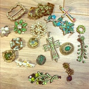 Broken vintage  jewelry supplies embellishments