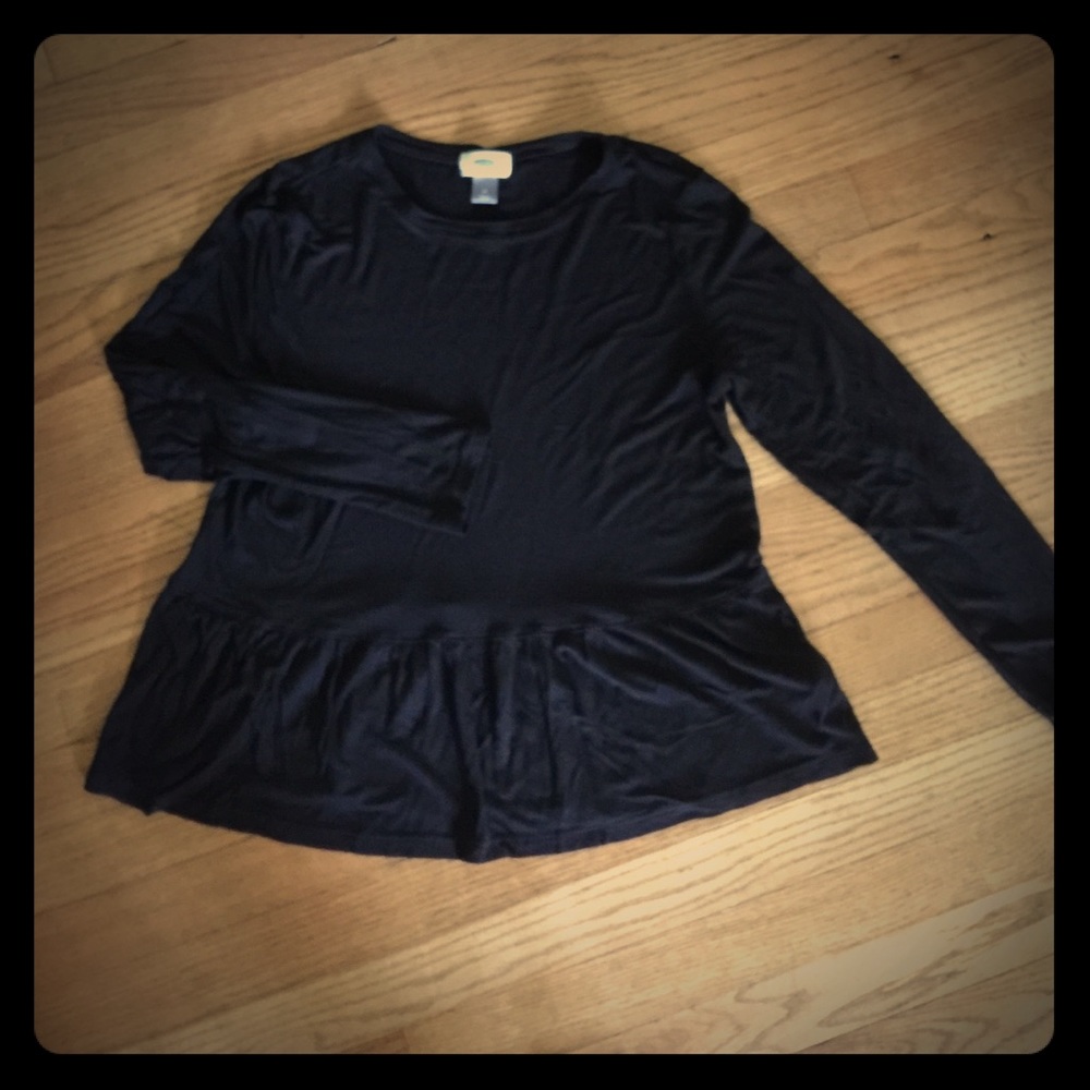 Black long sleeve shirt with ruffle