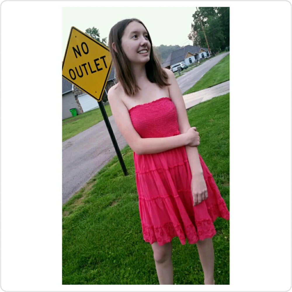 Strapless pink dress
